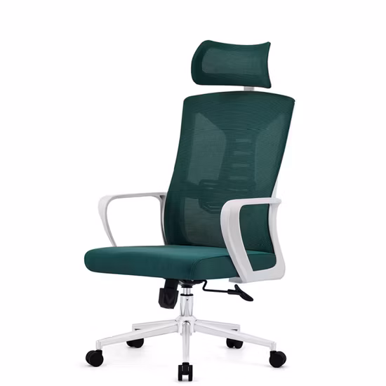 Sedia da ufficio di lusso dal design ergonomico e schienale alto per capo/manager con poggiatesta che può essere ripiegato su e giù